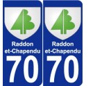 70 Raddon-et-Chapendu escudo de armas de la etiqueta engomada de la placa de pegatinas de la ciudad