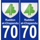 70 Raddon-et-Chapendu escudo de armas de la etiqueta engomada de la placa de pegatinas de la ciudad