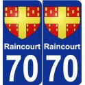 70 Raincourt escudo de armas de la etiqueta engomada de la placa de pegatinas de la ciudad