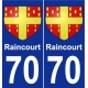 70 Raincourt escudo de armas de la etiqueta engomada de la placa de pegatinas de la ciudad