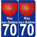 70 Ray-sur-Saône escudo de armas de la etiqueta engomada de la placa de pegatinas de la ciudad