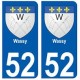 52 Wassy blason autocollant plaque stickers ville