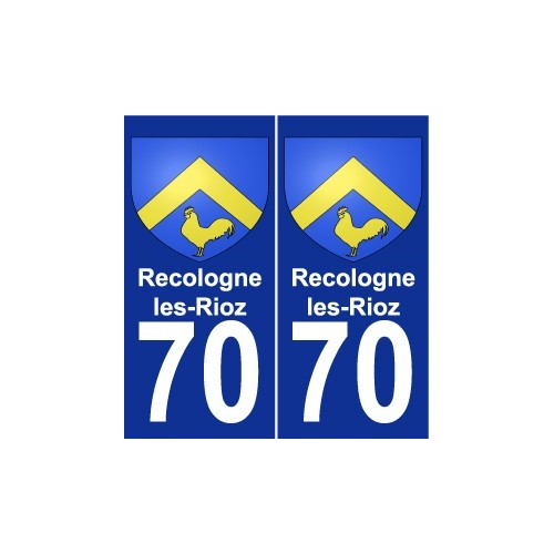70 Recologne-les-Rioz escudo de armas de la etiqueta engomada de la placa de pegatinas de la ciudad