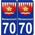 70 Renaucourt escudo de armas de la etiqueta engomada de la placa de pegatinas de la ciudad