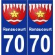 70 Renaucourt blason autocollant plaque stickers ville