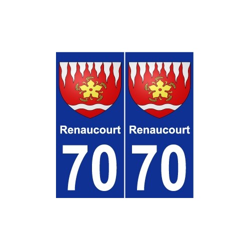 70 Renaucourt escudo de armas de la etiqueta engomada de la placa de pegatinas de la ciudad