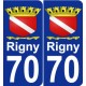 70 Rigny coat of arms sticker plate stickers city