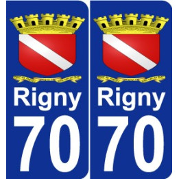 70 Rigny escudo de armas de la etiqueta engomada de la placa de pegatinas de la ciudad