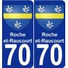70 Roche-et-Raucourt escudo de armas de la etiqueta engomada de la placa de pegatinas de la ciudad