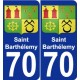 70 Saint-Barthélemy escudo de armas de la etiqueta engomada de la placa de pegatinas de la ciudad