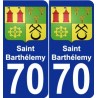 70 Saint-Barthélemy escudo de armas de la etiqueta engomada de la placa de pegatinas de la ciudad