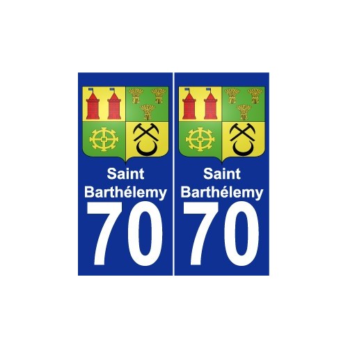 70 Saint-Barthélemy escudo de armas de la etiqueta engomada de la placa de pegatinas de la ciudad
