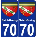 70 Saint-Broing escudo de armas de la etiqueta engomada de la placa de pegatinas de la ciudad