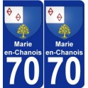 70 Sainte-Marie-en-Chanois escudo de armas de la etiqueta engomada de la placa de pegatinas de la ciudad