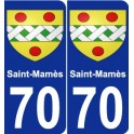 70 Saint-Mamès escudo de armas de la etiqueta engomada de la placa de pegatinas de la ciudad