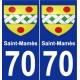 70 Saint-Mamès escudo de armas de la etiqueta engomada de la placa de pegatinas de la ciudad