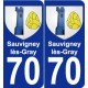 70 Sauvigney-lès-Gray escudo de armas de la etiqueta engomada de la placa de pegatinas de la ciudad