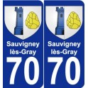 70 Sauvigney-lès-Gray escudo de armas de la etiqueta engomada de la placa de pegatinas de la ciudad