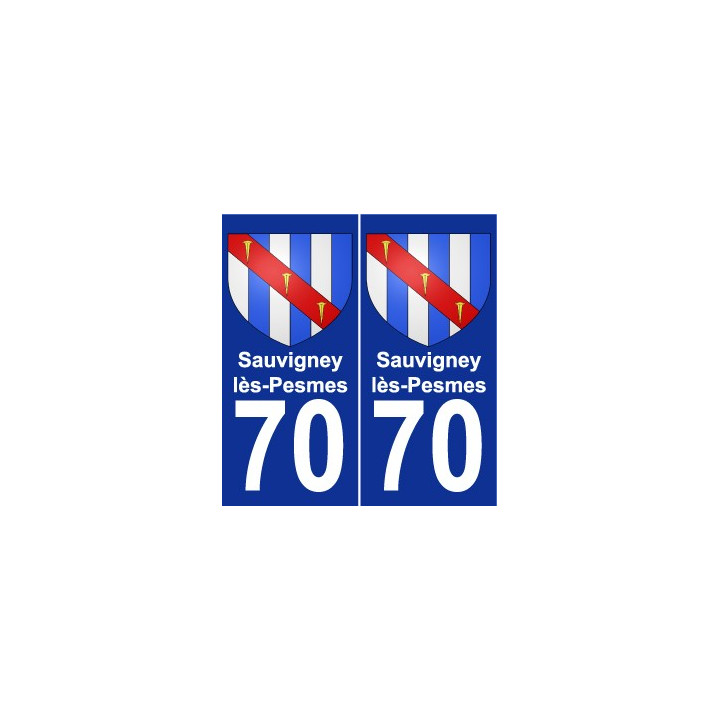 70 Sauvigney-lès-Pesmes escudo de armas de la etiqueta engomada de la placa de pegatinas de la ciudad