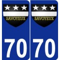 70 Savoyeux escudo de armas de la etiqueta engomada de la placa de pegatinas de la ciudad