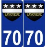 70 Savoyeux escudo de armas de la etiqueta engomada de la placa de pegatinas de la ciudad