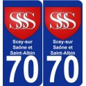 70 Scey-sur-Saône-et-Saint-Albin escudo de armas de la etiqueta engomada de la placa de pegatinas de la ciudad