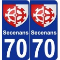 70 Secenans escudo de armas de la etiqueta engomada de la placa de pegatinas de la ciudad
