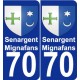 70 Senargent-Mignafans escudo de armas de la etiqueta engomada de la placa de pegatinas de la ciudad
