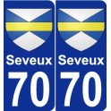 70 Seveux escudo de armas de la etiqueta engomada de la placa de pegatinas de la ciudad