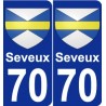 70 Seveux escudo de armas de la etiqueta engomada de la placa de pegatinas de la ciudad