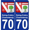 70 Soing-Cubry-Charentenay escudo de armas de la etiqueta engomada de la placa de pegatinas de la ciudad