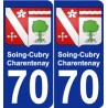 70 Soing-Cubry-Charentenay escudo de armas de la etiqueta engomada de la placa de pegatinas de la ciudad