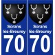 70 Sorans-lès-Breurey blason autocollant plaque stickers ville