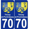 70 Tincey-et-Pontrebeau blason autocollant plaque stickers ville