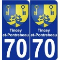 70 Tincey-et-Pontrebeau coat of arms sticker plate stickers city