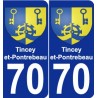 70 Tincey-et-Pontrebeau wappen aufkleber typenschild aufkleber stadt