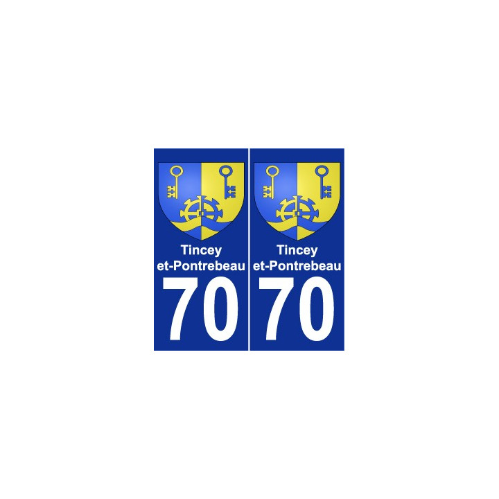 70 Tincey-et-Pontrebeau escudo de armas de la etiqueta engomada de la placa de pegatinas de la ciudad