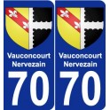 70 Vauconcourt-Nervezain escudo de armas de la etiqueta engomada de la placa de pegatinas de la ciudad