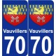 70 Vauvillers escudo de armas de la etiqueta engomada de la placa de pegatinas de la ciudad