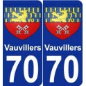 70 Vauvillers coat of arms sticker plate stickers city