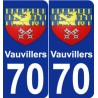 70 Vauvillers blason autocollant plaque stickers ville