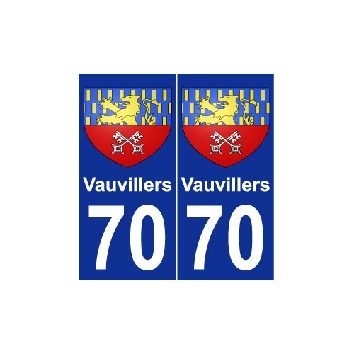 70 Vauvillers escudo de armas de la etiqueta engomada de la placa de pegatinas de la ciudad