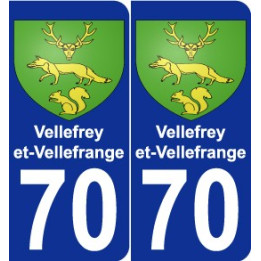70 Vellefrey-et-Vellefrange escudo de armas de la etiqueta engomada de la placa de pegatinas de la ciudad