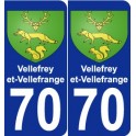 70 Vellefrey-et-Vellefrange escudo de armas de la etiqueta engomada de la placa de pegatinas de la ciudad