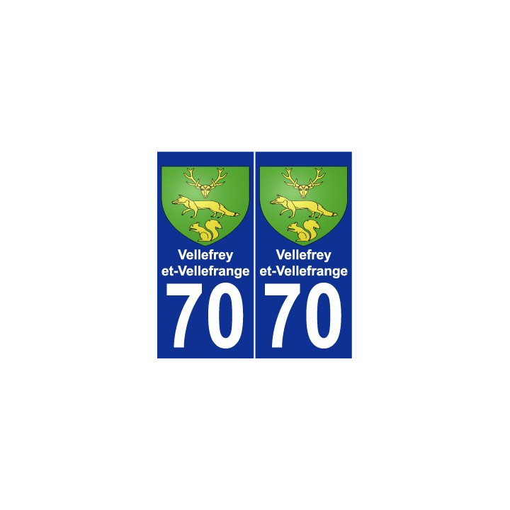 70 Vellefrey-et-Vellefrange escudo de armas de la etiqueta engomada de la placa de pegatinas de la ciudad