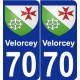 70 Velorcey escudo de armas de la etiqueta engomada de la placa de pegatinas de la ciudad