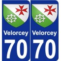 70 Velorcey escudo de armas de la etiqueta engomada de la placa de pegatinas de la ciudad