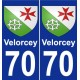 70 Velorcey escudo de armas de la etiqueta engomada de la placa de pegatinas de la ciudad