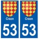 53 Craon blason autocollant plaque stickers ville