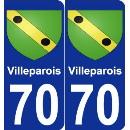 70 Villeparois escudo de armas de la etiqueta engomada de la placa de pegatinas de la ciudad